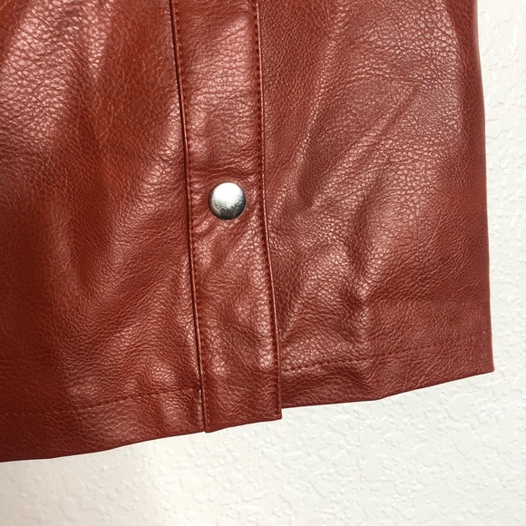 Urban Outfitters Mohogany Faux Leather Button Up Skirt - Picture 5 of 9